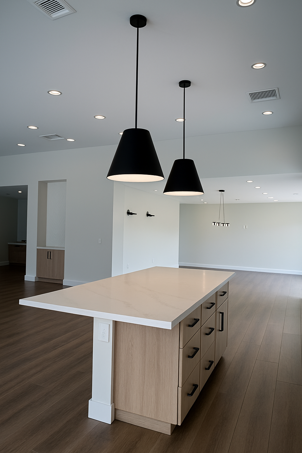 Modern pendant lighting installation